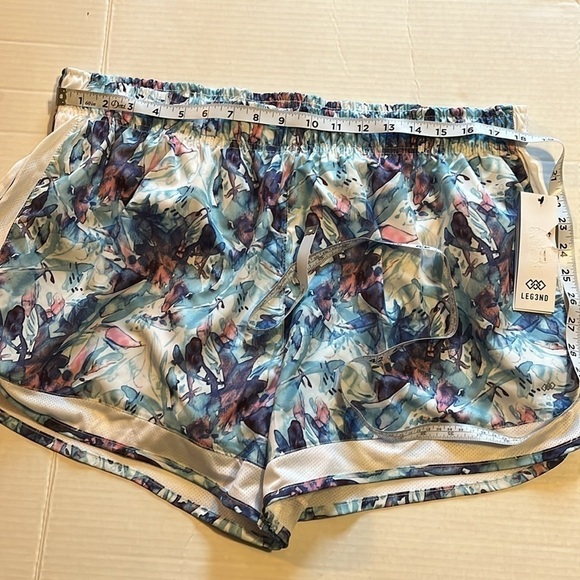 NWT-LEG3ND-1X-blue azure watercolor-running athletic shorts built in underwear - Picture 10 of 12